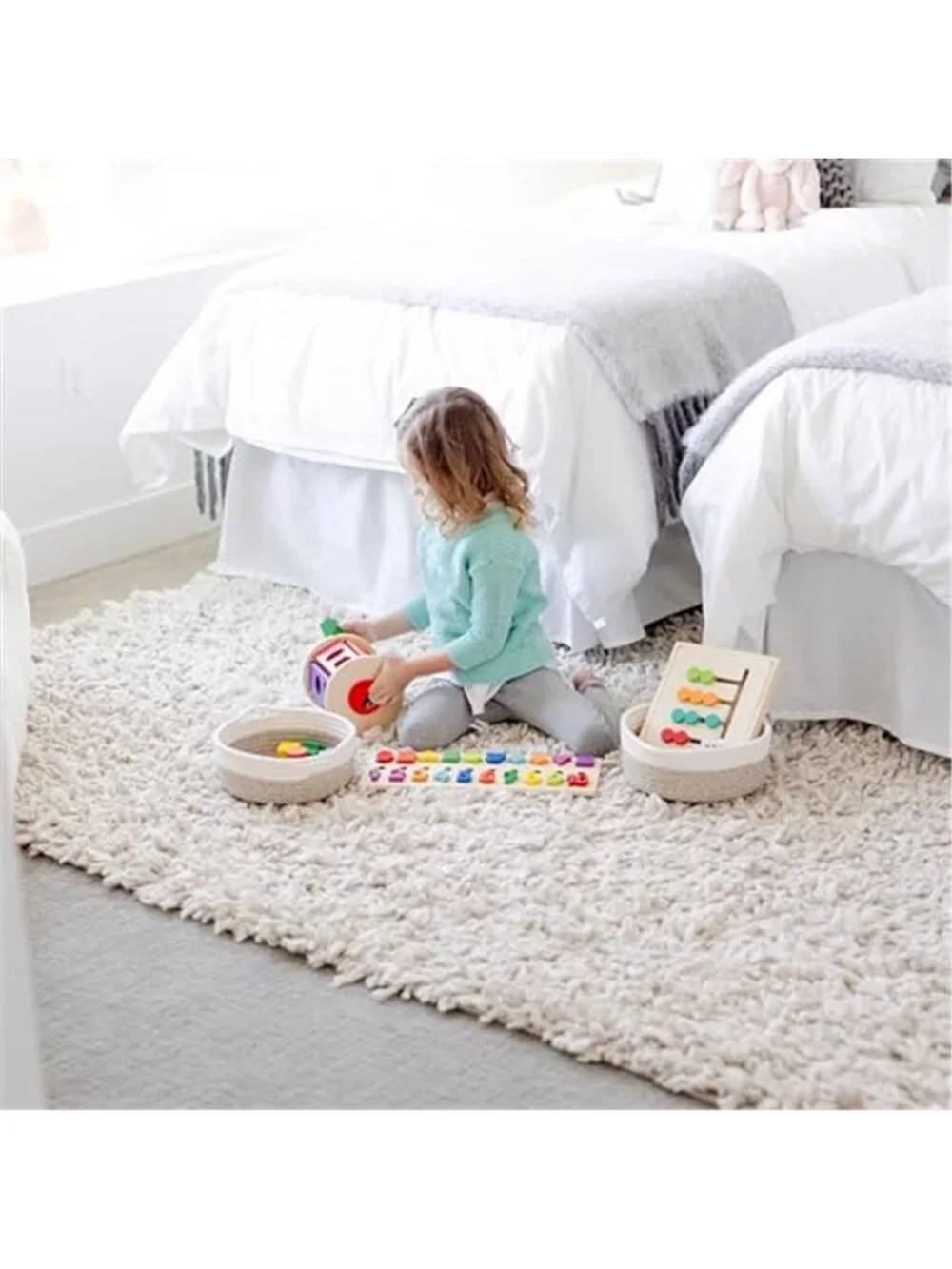 New 5-Piece Round Woven Cotton Rope Storage Baskets for Organizing,
